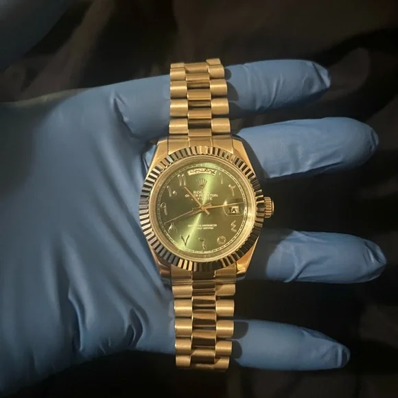 Gold Watch with Black Dial
